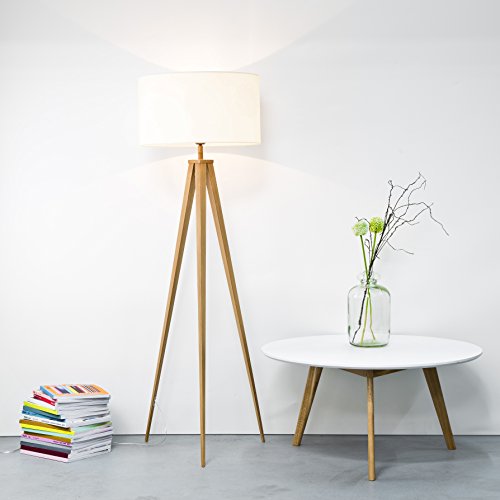 Preisvergleich Produktbild Standleuchte, 1x E27 max. 60W, Metall / Textil, holz hell / weiß