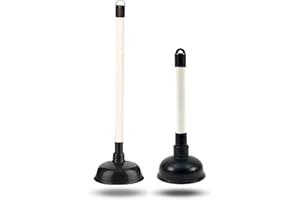 LAXIS Pack of 2 Small & Large Plunger for Bathroom Sink & Drain Clogs Cleaning Products - White Handle with Black Cup, Drain Unblocker & Toilet Cleaner for Home, Bath Seat, Toilet, Kitchen & Shower
