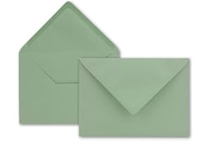 ‎NEUSER PAPIER 50x Brief-Umschläge in Eukalyptus-Grün - 80 g/m² - Kuverts in DIN B6 Format 12,5 x 17,6 cm - Nassklebung ohne Fenster