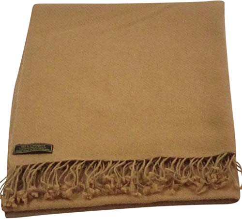 CJ Apparel Marrón Claro Alto Grado 100% Cachemira 2 Capa Chales Hecho a Mano de Nepal Chal Bufanda Envolver NUEVO
