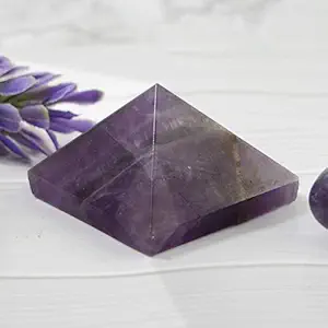 Reiki Crystal Products Natural Crystal Stone Amethyst Pyramid, Standard, Purple, 1 Piece