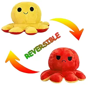 ANITA CORPORATION Reversible Octopus Stuffed Plush Soft Toy for Baby Girl Kids Boys - 25 cm, Red and Yellow, 1 Pieces