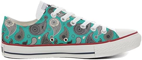 Converse All STar CUSTOMIZED , Sneaker Unisex, printed Italian style Turquoise Paisley size 40 EU