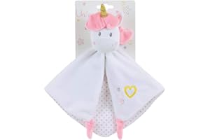 Jemini 023683 Licorne Doudou +/-32 cm avec hochet, Colore Bianco Rosa