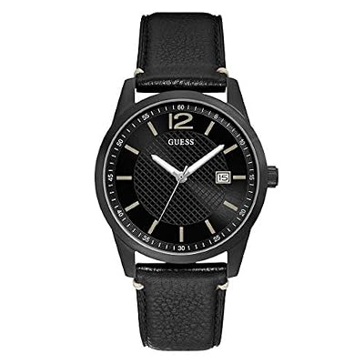Guess Hommes Analogique Quartz Montre avec Bracelet en Cuir W1186G2