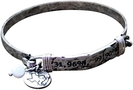 Loaded Lids Latitude and Longitude State Bracelet (Texas/Silvertone)