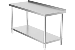The Fellie Catering Table 150cmX60cmX80cm with 3.5cm Backsplash Stainless Steel Kitchen Workbench Commercial Work Bench
