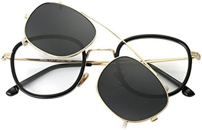 JYR Men and Women Punk Rock Eyeglasses Fashion Polarized Retro Magnetic Clip-On Sets Sunglasses - Blackframe / Bluelens