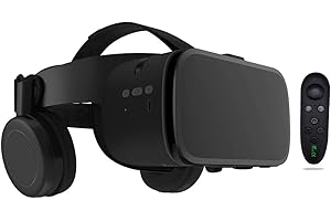 LONGLU VR Brille für Handys, Bluetooth VR Headset für iPhone/Samsung Handy 3D Virtual Reality Brille mit kabelloser Fernbedienung, VR Brille für Filme und Spiele kompatibel mit Android/iOS-Handys (schwarz)