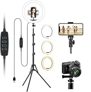 Ring Light with Tripod Stand - 10 Inches Big LED Ring Light for Camera, Phone tiktok YouTube Video Shooting and Makeup, 10