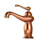 Oudan Küchen-Mischbatterie aus massivem Messing für heißes und kaltes Wasser Spülbecken Waschtisch-Mischbatterie Roségold (Farbe : -, Größe : -)