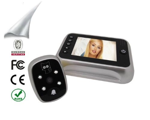 Digital Puerta Mirilla Visor 3,5 Pulgadas LCD Protector de Puerta Televidentes con Tarjeta SD de 8 GB, Alta Pixel Peehole Cámara con Gran Angular de Visión Nocturna Timbre Seguridad