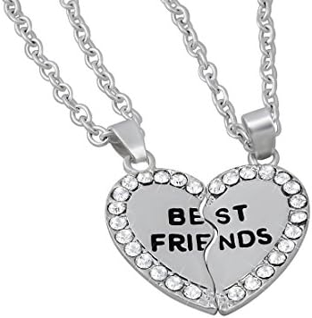 Hanessa Girl's Sweet Friendship Necklace 2 Chains Wedding Anniversary Girlfriend Wife Best Friends Puzzle Heart Friend Gift for Lady Women