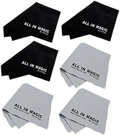 (6 Pack) All In Magic® Premium MicroFiber Cleaning Cloth - For All LCD Screens, Glass Surfaces, Glasses, Tablets, Laptops, TV Screens and All Other Delicate Surfaces (Colour : 3 Grey + 3 Black - 6 x 7'' / 15x18 cm)
