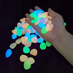 Qguai Glow in The Dark Pebbles, Glowing Rocks for Aquarium Decoration, Outdoor Decor, Garden Lawn Yard, Walkway, Fish Tank, Pathway, Driveway (Mixed-400pcs)