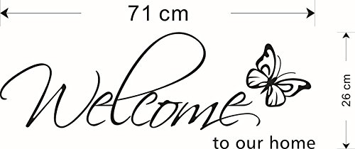 WELCOME TO OUR HOME Zitat Abziehbild Vinyl Wörter Aufkleber Rebe Kunst Wandaufkleber für Kindergarten Zuhause Dekoration (Herzlich Willkommen) - 5