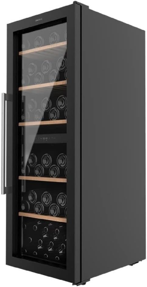 Cecotec Vinoteca de 77 Botellas Bolero GrandSommelier Duo 77000 Black. 193 L, Sistema Compresor de Enfriamiento, Display, Control Táctil, Temperatura Regulable y Luz LED Interior