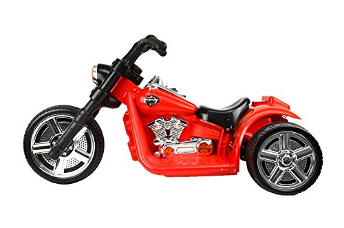 Kinderfahrzeug - Elektro Kindermotorrad- Chopper - 2 Motoren - 6V7Ah- Scheinwerfer - Stoßdämpfer (Rot)