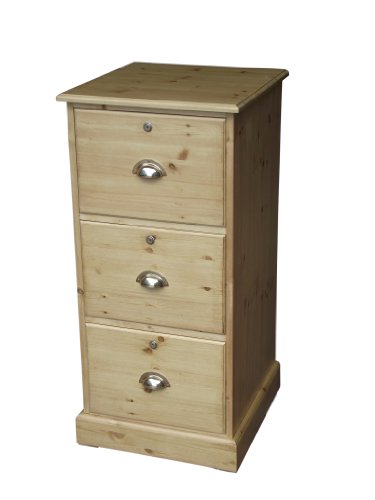 Solid Pine Filing Cabinet, 3 Drawer Handcrafted & Waxed A4 Filing Unit with Locks. Choice of Colours. No flat packs, No assembly (FC-AL9T)