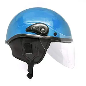 EDGE Scooty Helmets for Men, Women & Kids (Extended Face Protection Visor with helmet lock slot) (Blue, Small)