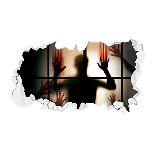 TIREOW_Halloween Blutig Geist Hand Wandaufkleber 32 × 58cm DIY Abziehbilder Wohnzimmer Tür Fenster Abnehmbare Aufkleber Wandbild Fensterbilder
