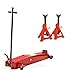 Produktbild DeTec Rangierwagenheber Wagenheber bis 80cm Hubhöhe rot 2 to NASCAR Aluminium 2000kg Set inklusive 1 Paar Unterstellböcke 3t
