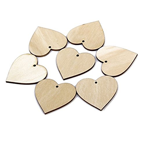 ROSENICE 25 Stück Deko Herzen Holz Hochzeit Dekoration Geschenkanhänger 40mm - 8