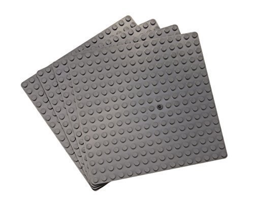 Strictly Briks Premium Dark Gray 5" X 5" Construction Base Plates - 4 Pack Bundle