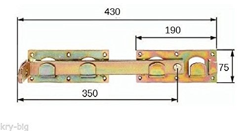 Doppeltorüberwurf, Schlagladenüberwurf, Torverschluss, 430 mm, verzinkt - 2