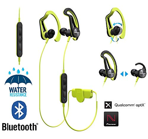 Pioneer ES-E7BT(Y) wireless, noise isolating, Sweatproof and water resistant with “3D Active Fit” and inline microphone for smart phones