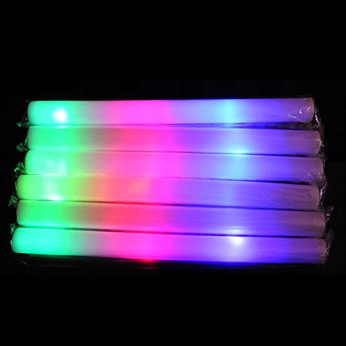 Cloud-Castle 30 Stück LED leuchtstäbe schaumstoff 48*4cm, LED Schaumstoff Leuchtstab,Festival Leuchtstick, mit 3 Leuchtfunktionen, Disco, Mitgebsel, Mitbringsel, Festival, Party, Geburtstage, Kinder Spielzeug, blinkt Glühen-Stock-helle Stöcke - 2
