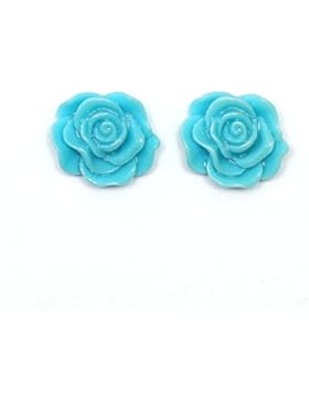 Idin Ohrclips - Blaue Blumen (klein) (ca. 12 mm across)