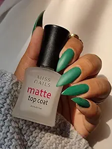 Miss Nails 15 Toxic Free Top Coat Nail Polish Collection , No Toxin , Long Lasting, Chip Resistant Nail Paint Enamel (15 ml ) (Matte Top Coat)