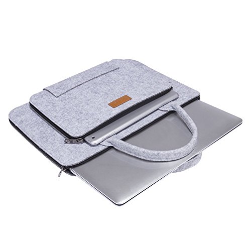 Ropch 17 17,3″ Filz Laptoptasche / Notebooktasche Tasche Hüllen Sleeve Case mit Griff für 17,3 Zoll Dell / HP / Lenovo – Grau & Schwarz - 3