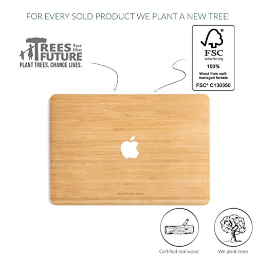 Woodcessories EcoSkin – MacBook 13 Air & Pro Cover, Schutz, aus echtem Holz, Apfellogo (FSC-zertifiziert – Bambus) - 4