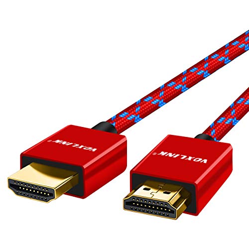 Cable HDMI 2.0 de Alta Velocidad con Conectores Enchapados en Oro,Admite 4K UHD 2160p,HD 1080p,3D,Ethernet,ARC,Compatible con Xbox,PS4/PS3,HDTV,Proyectores,Reproductor de DVD BluRay y más (1M, Rojo)