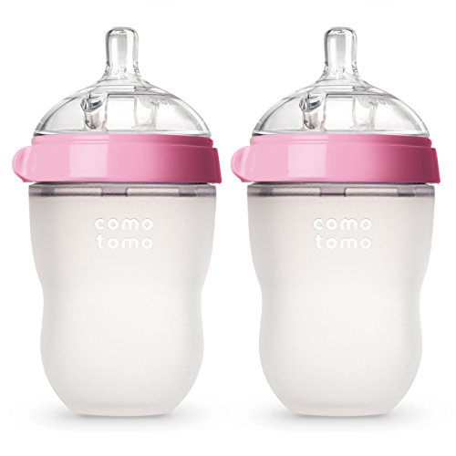 Comotomo Natural Feel Baby Bottle (250 ml, Pink, Pack of 2)