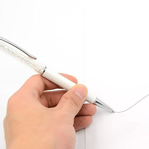 2 in 1-Multifunktions Bling Strass Griffel Touch Pen für iPad iPhone 6 6 Plus 5 5 s 5 C Samsung HTC Smart Phone Touch Screens weiss mit Kugelschreiber - 6