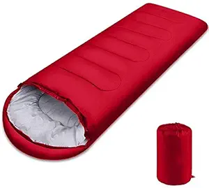 IRIS Sleeping Bag Envelop 3 Season Ultra Light Portable Waterproof Comfort for Camping, Backpack & Outdoor (Red)