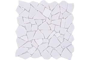 MOSANI Mosaik Bruch Marmor Naturstein Polygonal weiß Wandverblender Fliesenspiegel Wandfliese Küchenfliese - MOS44-0102