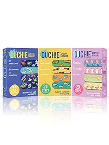 Aya Papaya Ouchie Non-Toxic Printed Triple Combo (60 Pack) - Space Blue, Yellow, Lavender