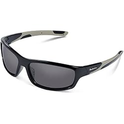 Duduma Gafas de Sol Deportivas Polarizadas Perfectas Para Esquiar Golf Correr Ciclismo con el Marco Irrompible Du645 Para Hombre y Para Mujer (marco negro con lente negro)