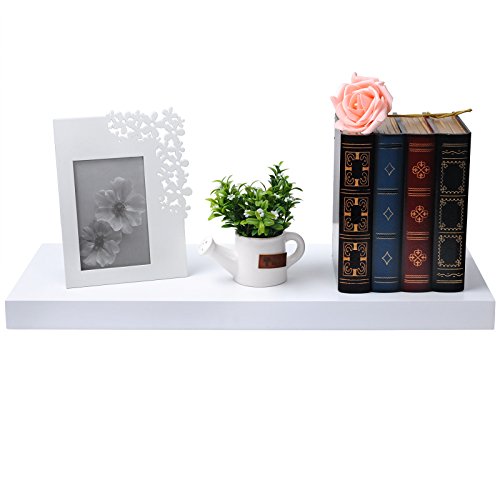 WOLTU RG9238ws Wandregal Wandboard, MDF Holz, Bücherregal Hängeregal, CD DVD Regal, Länge 60cm, Weiß - 3
