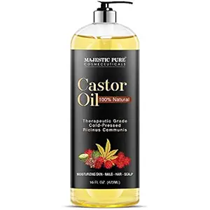 Majestic Athletic Hair Wonder Pure Castor Oil with Numerous Skin Benefits, 16 oz