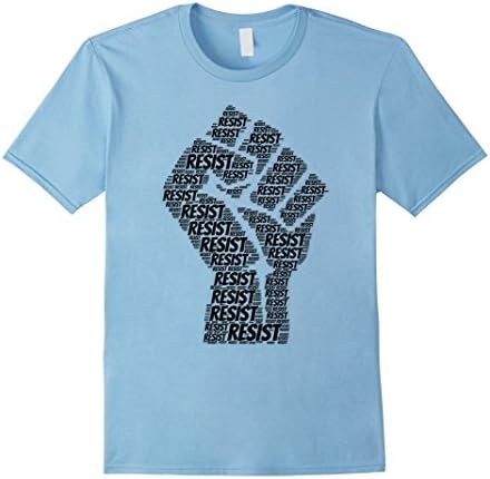 Men's Resist Clenched Fist Word Art T-Shirt Large Baby Blue