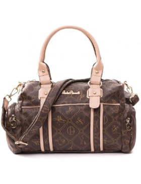 Giulia Pieralli Damen Glamour Handtasche Damentasche Tasche Henkeltasche Kunstleder Braun, Farbe:Braun