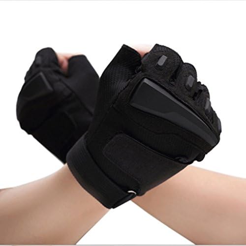 TM060 Outdoor sports half finger gloves, military enthusiasts gloves, fitness riding non-slip wear gloves, velcro gloves, black ( Size : XL )
