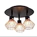 Produktbild Lamp Retro-Design Deckenleuchte Mit Kupfergitter Deckel, 3X G9 Max. 33W, Metall, Schwarz/Kupfer [Energieklasse A + +]