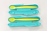Original Tupperware TUPPERWARE Soft-Fütterlöffel (2) Kinder TupperCare Löffel mit Box türkis-limette 28954