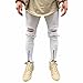 Produktbild BA Zha Hei Männer Zerrissen Slim Fit Motorrad Vintage Denim Jeans Hiphop Streetwear Hochwertiger Baumwollmischung Regular Fit Hosen Wanderhose Herren Winterhose Outdoorhose Sporthose (Weiß, 34)